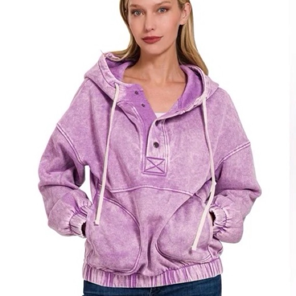 Zenana Outfitters Lavender/Pink  Pullover Hoodie